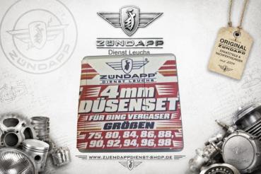 Zündapp 10-teiliges Hauptdüsen-Set für BING Vergaser Typ 15 / 17 – 4 mm – Größen 75–98 – CS 25 / 50, GTS 50